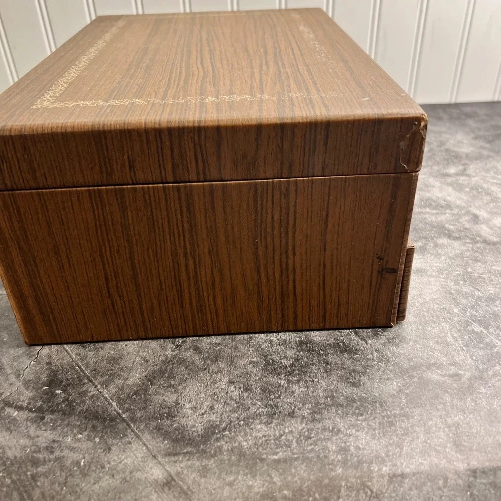 Vintage Brown Orange Jewelry Box Satin Lining | *SEE NOTE | 70s